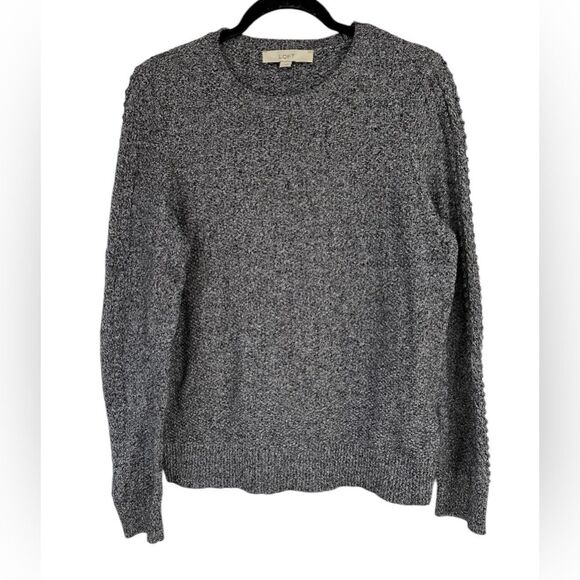 LOFT Marled Bobble Sleeve Sweater Women's Size Medium. Gray/Black Color. - Picture 2 of 8